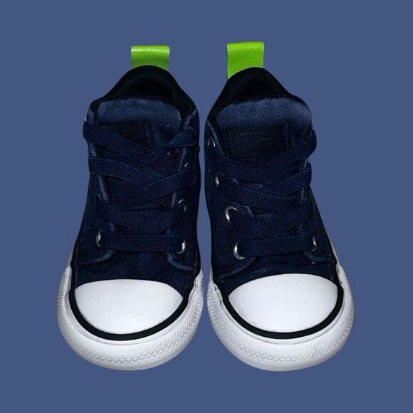 Converse Chuck Taylor All Star Axel Sneaker Infant Baby Navy/Green Shoes Size 5 - Picture 2 of 9